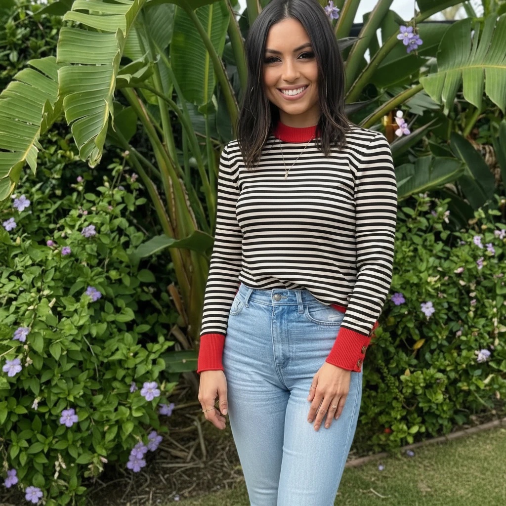 Elisenda Asencio-MacMartin, LCSW, smiling outdoors in a striped sweater — relationship therapist for women in San Francisco, California
